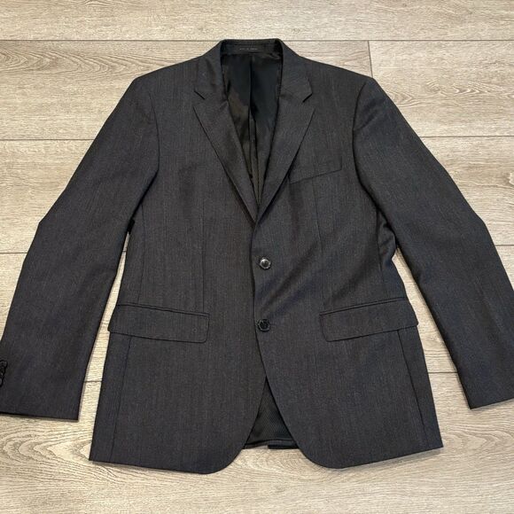 Hugo Boss The Jam75 Flat Front Charcoal Grey Suit Trim Mens 38 R - Picture 2 of 11